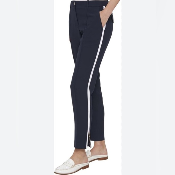 ToMMY HILFiGHER Navy-white pinstriped Women's nautical classic trousers NWT 6 - Picture 1 of 13